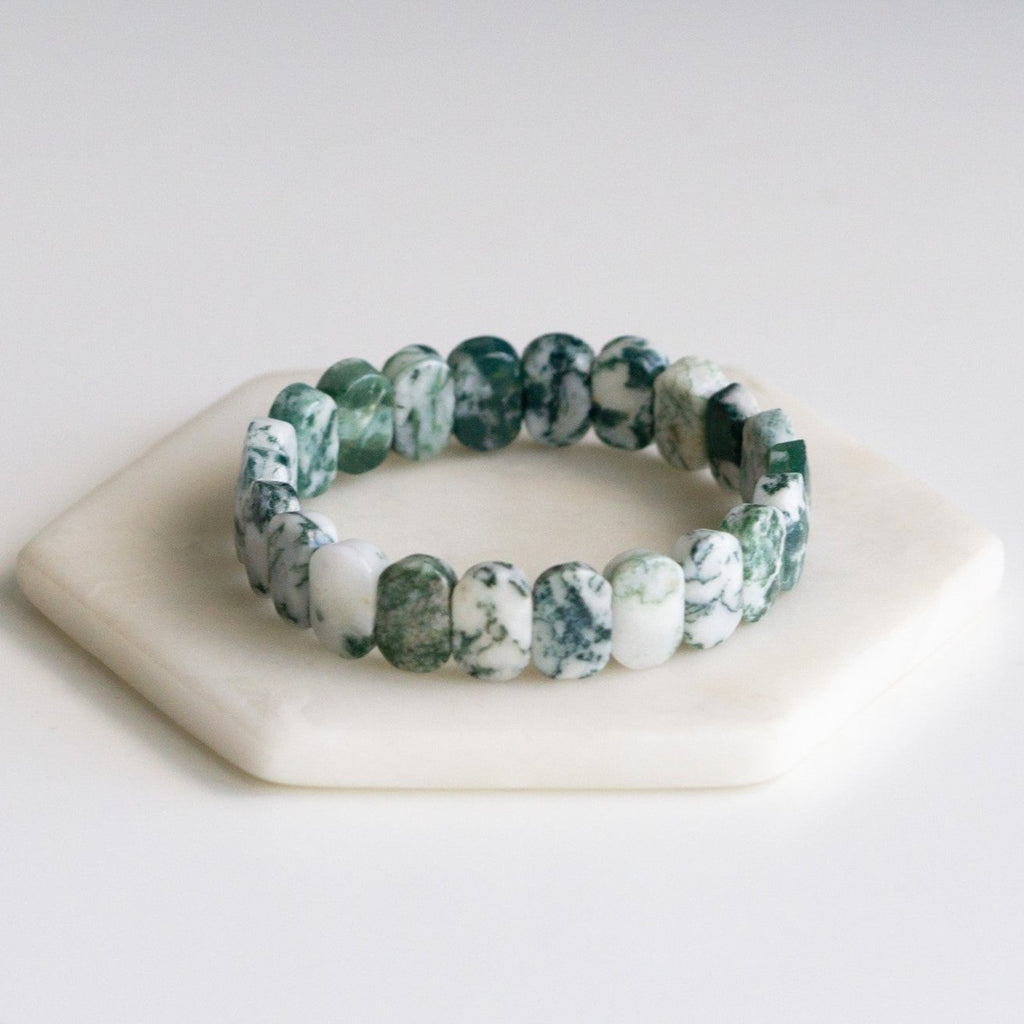 Bracelet en Agate Mousse - Équilibre & Abondance