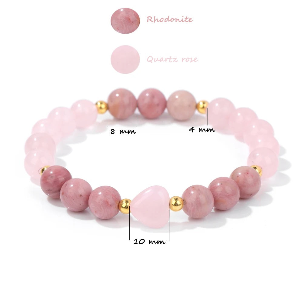 Bracelet 'Guérison Émotionnelle' - Rhodonite & Quartz Rose