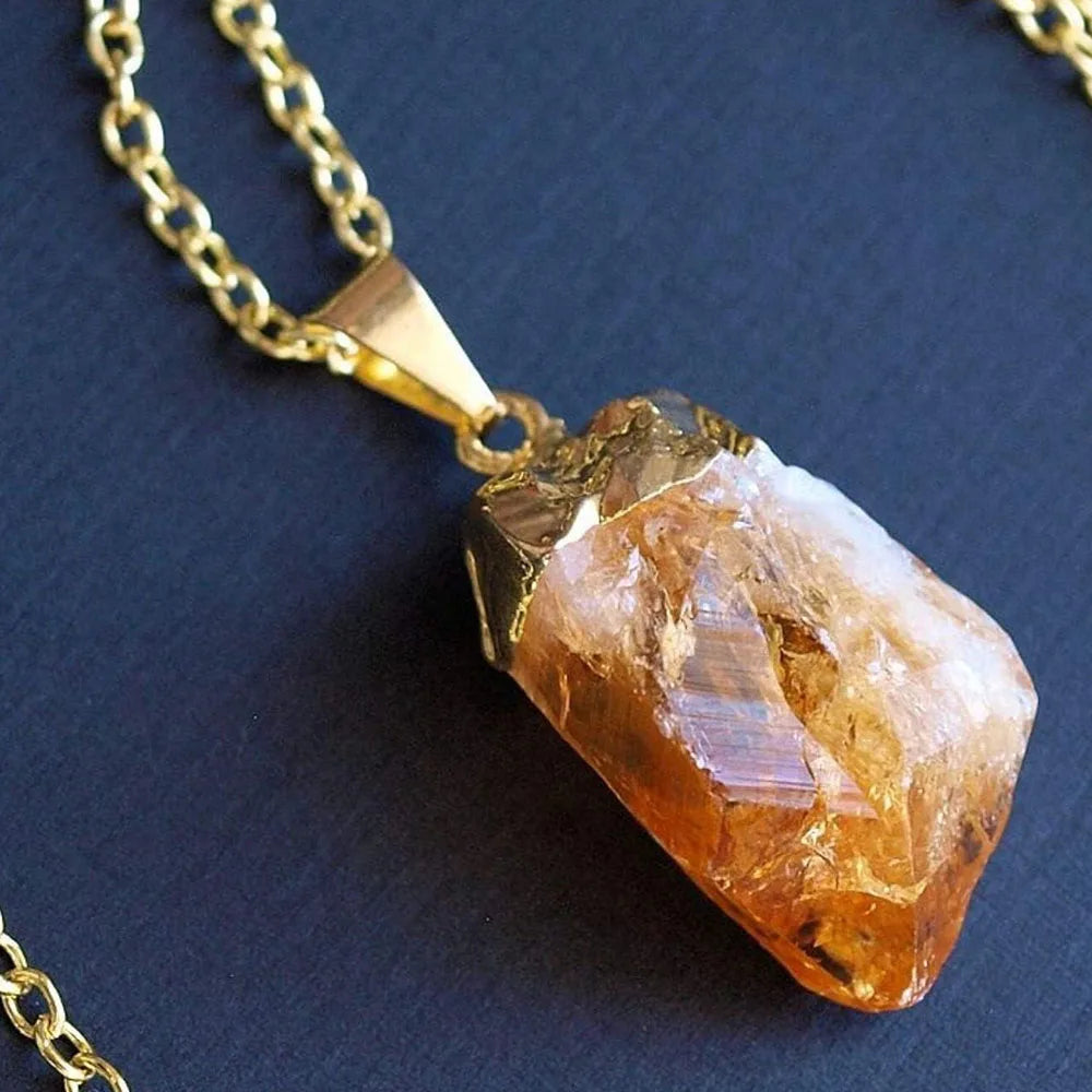 Pendentif 'Abondance Infinie' en Citrine Brute