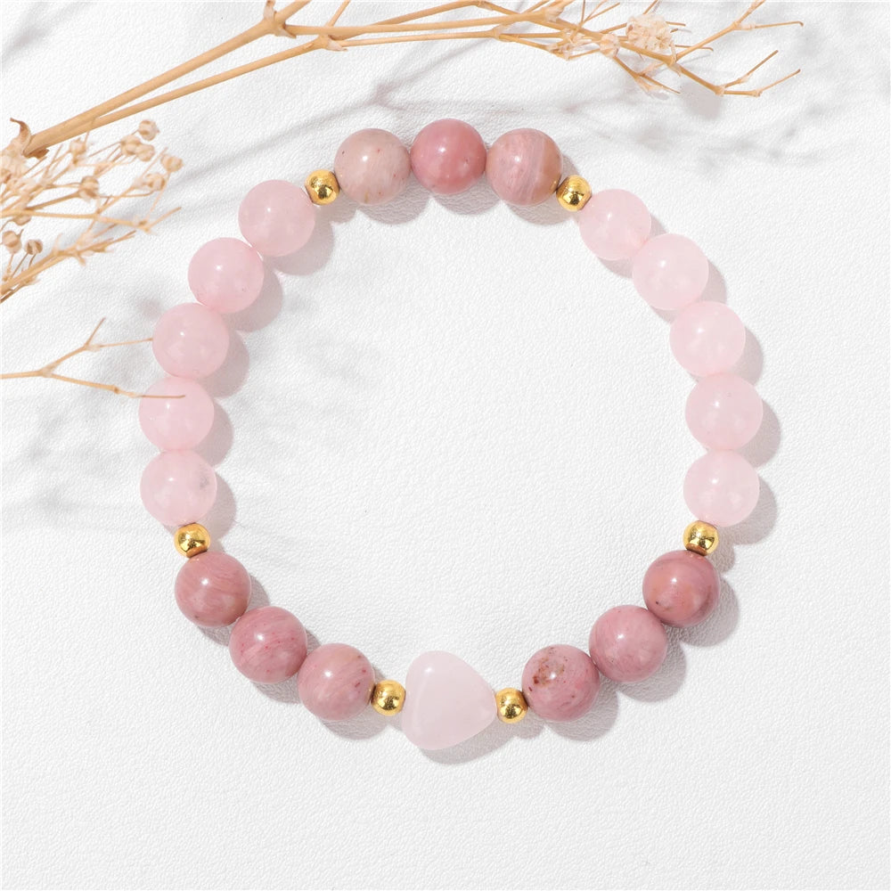 Bracelet 'Guérison Émotionnelle' - Rhodonite & Quartz Rose