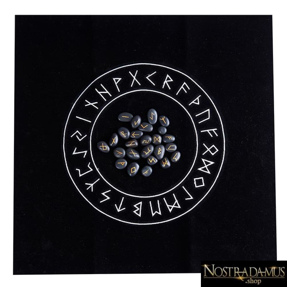 Runes divinatoires 'Noir et Or' en pierre naturelle –